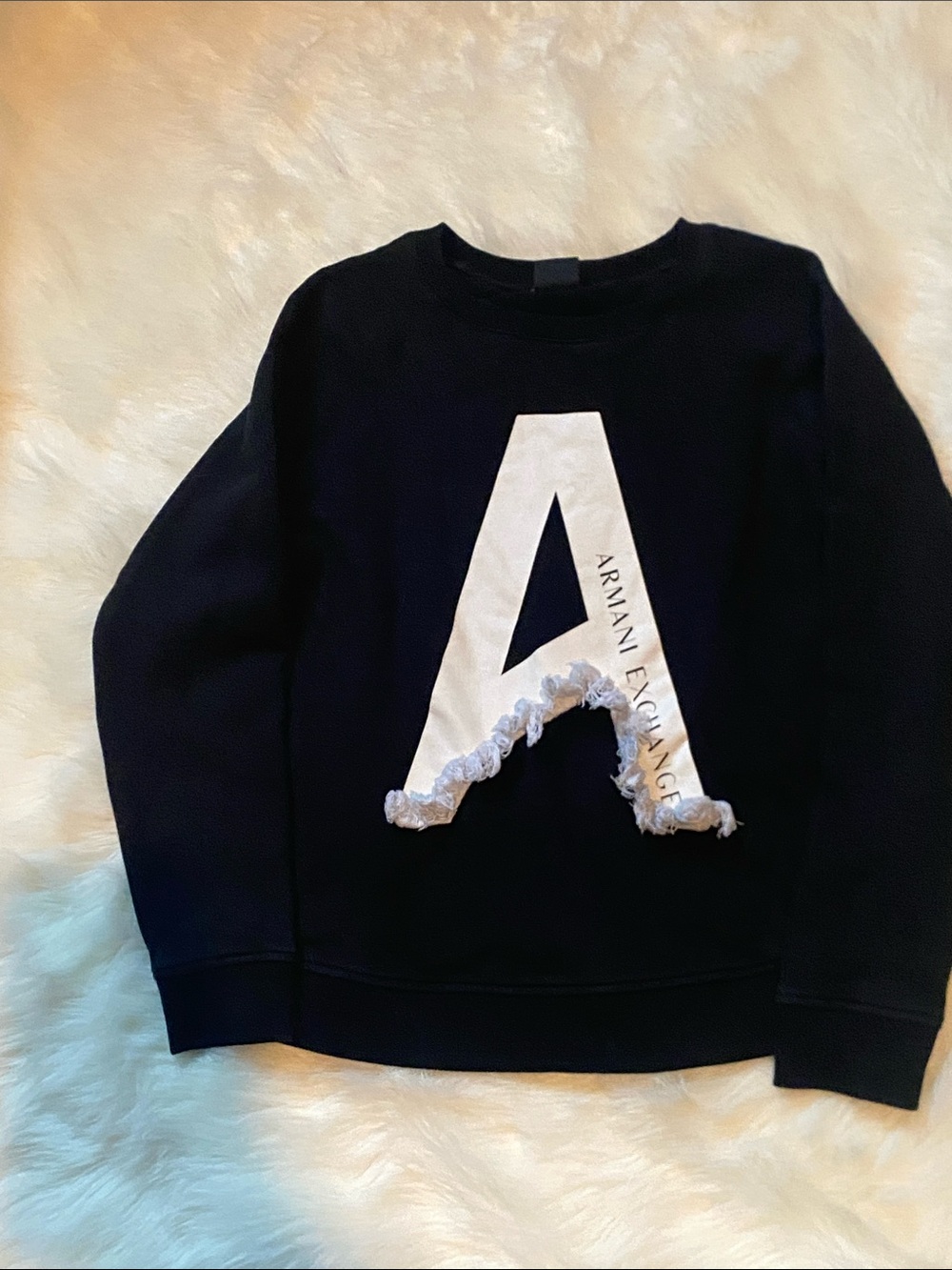 Armani Exchange Kids Black Sweatshirt with White 'A' Appliqué